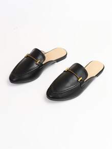 Mules planos con diseño metal - Negro - Ver 3