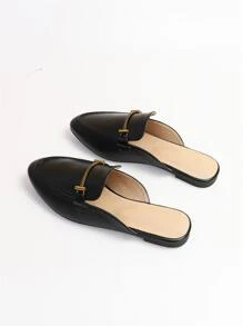 Mules planos con diseño metal - Negro - Ver 5