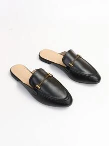 Mules planos con diseño metal - Negro - Ver 4