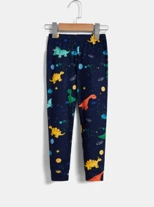 Toddler Boys Reflective Dinosaur Print Snug Fit PJ Set - Navy Blue - View 5