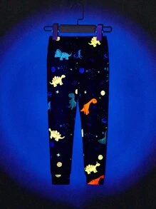 Toddler Boys Reflective Dinosaur Print Snug Fit PJ Set - Navy Blue - View 6