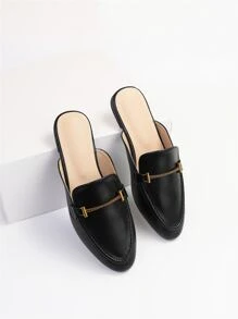 Mules planos con diseño metal - Negro - Ver 7