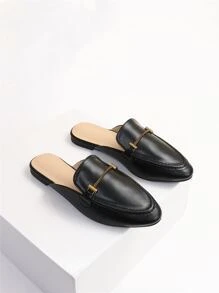 Mules planos con diseño metal - Negro - Ver 1