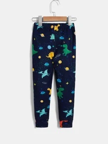 Toddler Boys Reflective Dinosaur Print Snug Fit PJ Set - Navy Blue - View 11