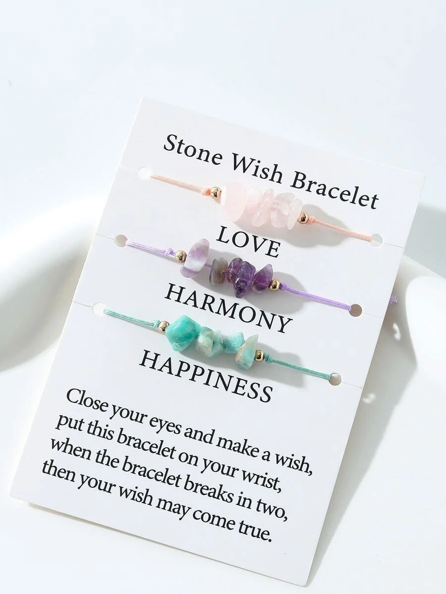 3pcs Stone Decor Bracelet - Multicolor - View 1