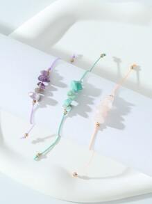 3pcs Stone Decor Bracelet - Multicolor - View 2