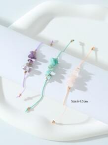 3pcs Stone Decor Bracelet - Multicolor - View 3