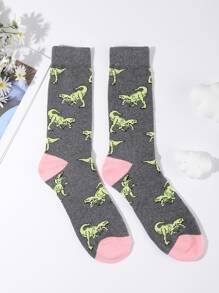 Calcetines de tripulación con patrón de dinosaurio - Multicolor - Ver 2