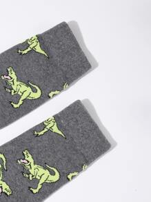 Calcetines de tripulación con patrón de dinosaurio - Multicolor - Ver 3