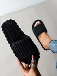 Single Band Bedroom Slippers - Black - View 2