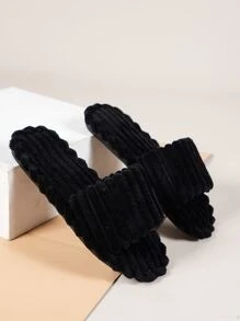 Single Band Bedroom Slippers - Black - View 4