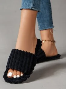 Single Band Bedroom Slippers - Black - View 6