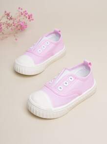Girls Eyelet Detail Slip-On Canvas Shoes - Pink - View 4