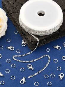 1 bộ dây chuyền và kẹp tôm hùm phụ kiện trang sức DIY - Bạc - Xem 2
