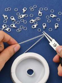 1 bộ dây chuyền và kẹp tôm hùm phụ kiện trang sức DIY - Bạc - Xem 4