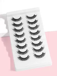 MAGEFY 8 Pairs Of Natural Full False Eyelashes, Fluffy Slim For Everyday Use Manga Eyelashes, Travel Essentials Strip Lashes, Lashes, Eyelashes, Fake Lashes - Black - View 2