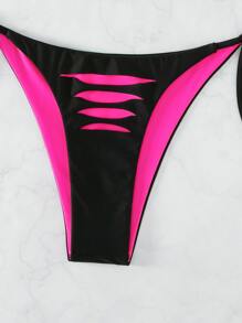 SHEIN ICON Bộ bikini cắt dây hình tam giác bậc thang đi biển mùa hè - Nhiều màu - Xem 4