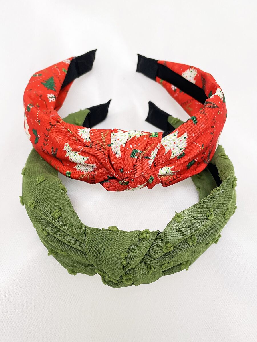 2 piezas Diadema árbol de Navidad con diseño de nudo