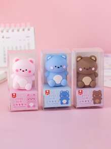 1 pieza en forma de oso Sacapuntas con Borrador - Marrón - Ver 4