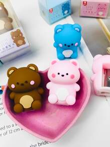 1 pieza en forma de oso Sacapuntas con Borrador - Marrón - Ver 2