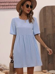 SHEIN LUNE Vestido smock de lunares - Celeste - Ver 5
