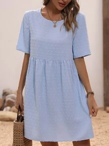 SHEIN LUNE Vestido smock de lunares - Celeste - Ver 6