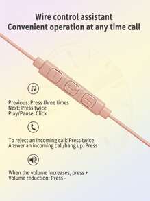3.5MM插孔8芯彈力發聲震撼音質高回彈線材入耳式耳機 - 粉色 - 查看 5