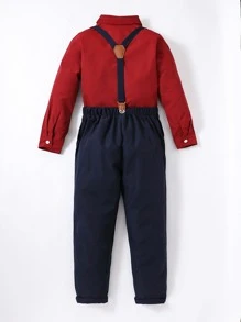 Boys Bow Front Shirt & Suspender Trousers - Multicolor - View 2