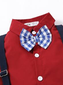 Boys Bow Front Shirt & Suspender Trousers - Multicolor - View 5