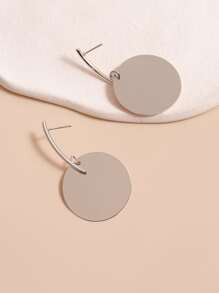 圓形耳墜 - 銀色 - 查看 2