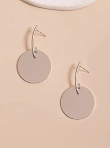 圓形耳墜 - 銀色 - 查看 3