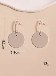 圓形耳墜 - 銀色 - 查看 4