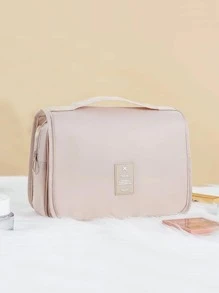 1pc Foldable Toiletry Travel Bag,  Portable  Large Wash Bag For Travel - Beige - View 3