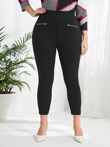 EMERY ROSE Pantalones ajustados con diseño de cremallera - Negro - Ver 1