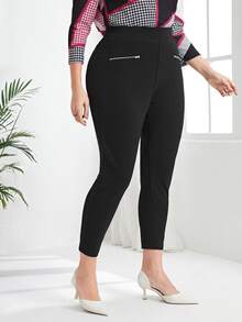 EMERY ROSE Pantalones ajustados con diseño de cremallera - Negro - Ver 3