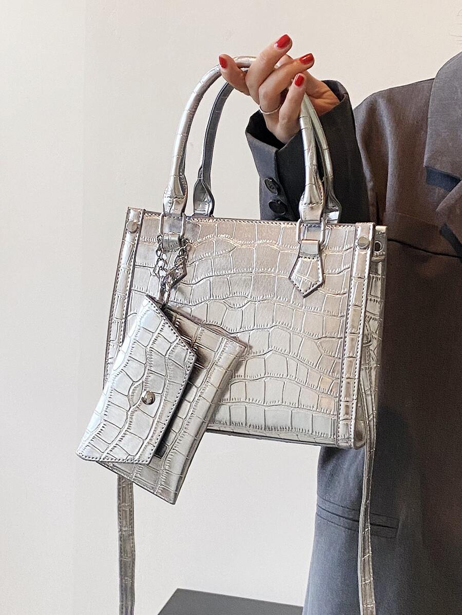 Mini Crocodile Embossed Square Bag With Coin Purse | SHEIN USA