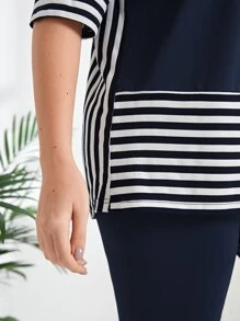 EMERY ROSE Plus Striped Print Tee & Leggings