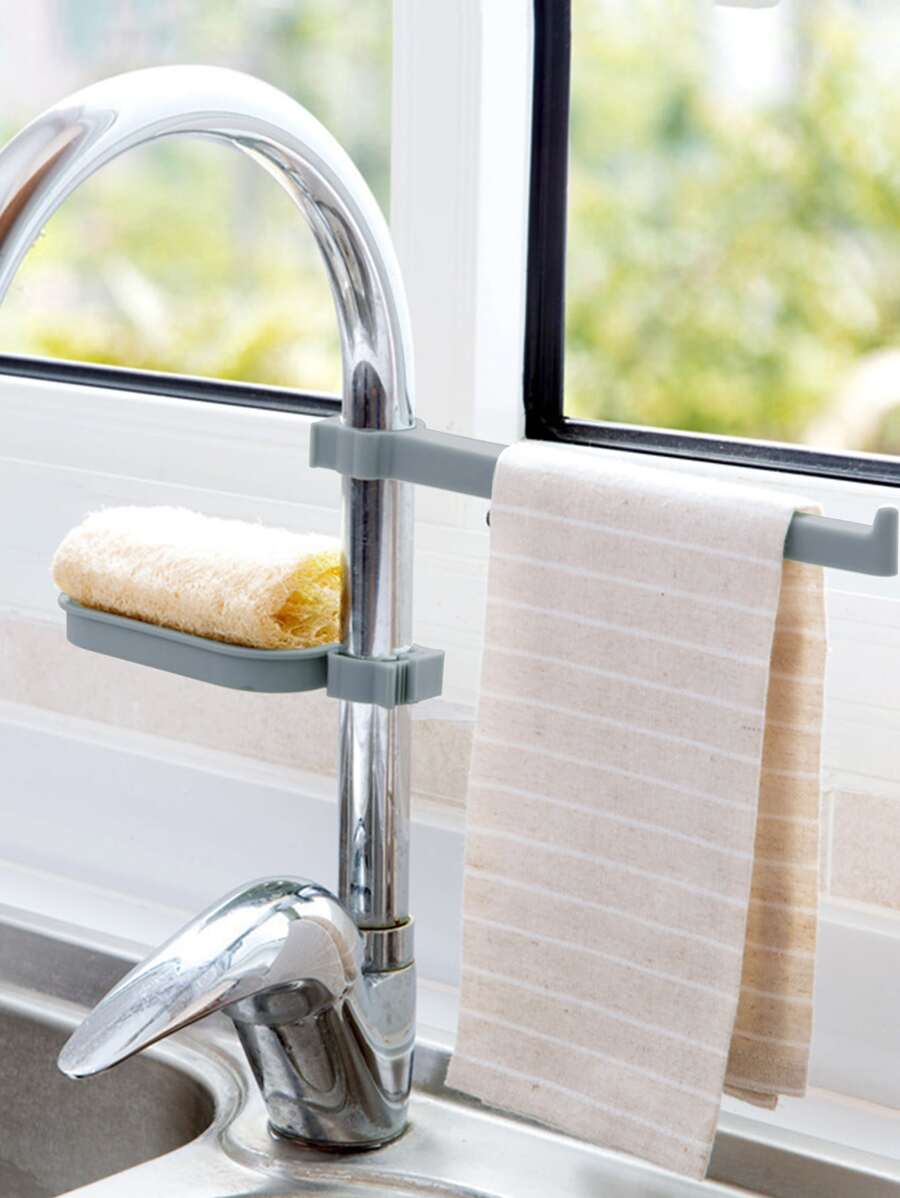 1pc Faucet Cleaning Rag Drain Rack - Blue - View 1