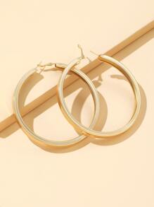 Minimalist Hoop Earrings - Yellow Gold - View 3