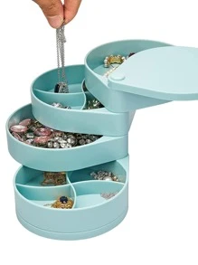 1 pieza Caja de almacenamiento de joya multicapas giratorio