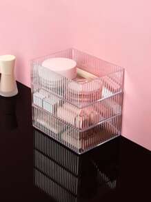 可堆疊化妝品收納盒，1入組透明化妝收納盒，塑料抽屜收納盒，眼影盤容器，乳液收納盒，桌面雜物收納盒，適用於梳妝台、浴室、辦公室、梳妝台和工作檯面 - 無色 - 查看 5