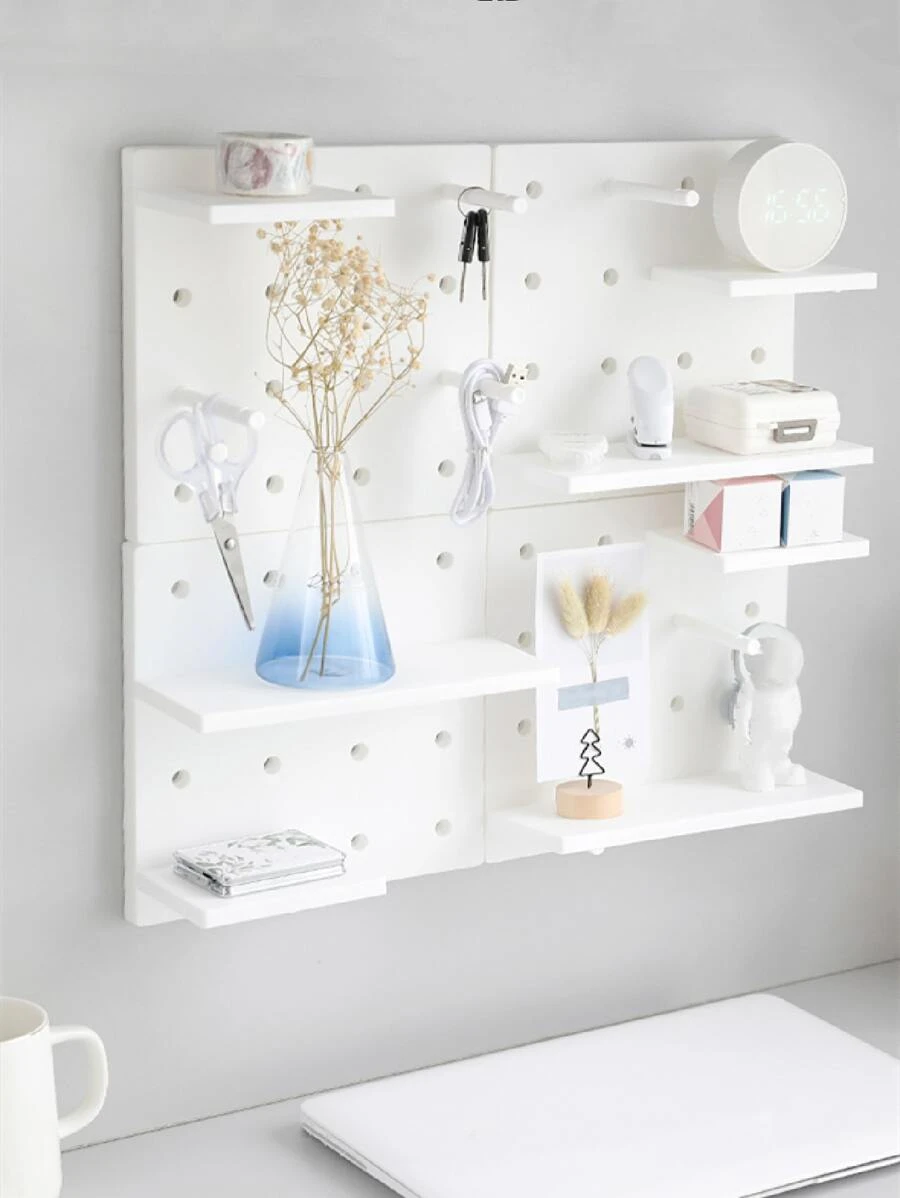 1pc Multifunction Storage Rack, Simple White PP Wall Mounted Storage Holder For Household - White - View 1