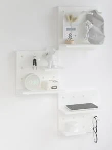 1pc Multifunction Storage Rack, Simple White PP Wall Mounted Storage Holder For Household - White - View 4