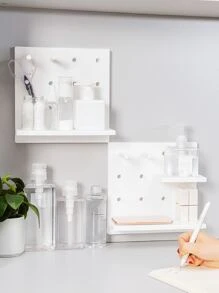 1pc Multifunction Storage Rack, Simple White PP Wall Mounted Storage Holder For Household - White - View 7