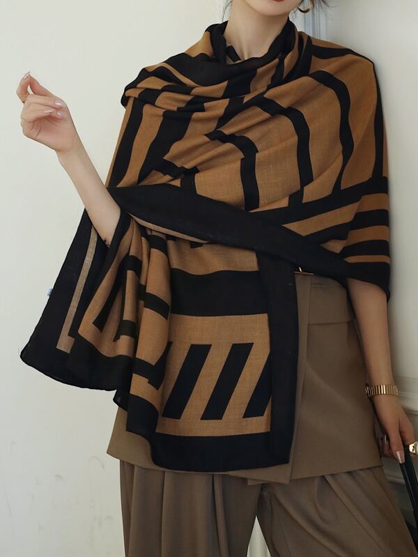 1pc Striped Pattern Scarf Classic Stylish Elegant For Casual Weekend Wear