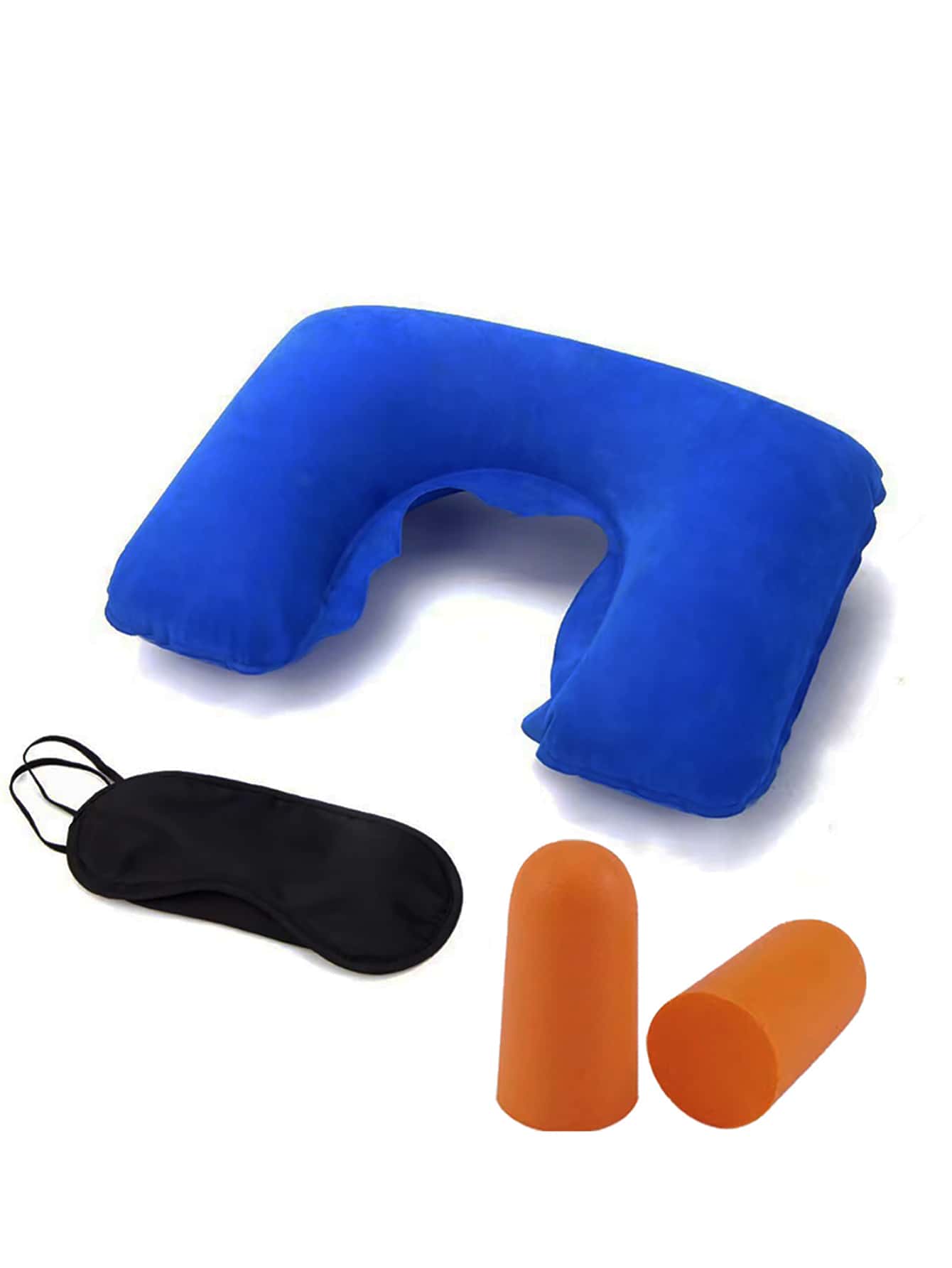 1pc Inflatable Car Neck Pillow & 1pair Earplugs & 1pc Eye Cover - Multicolor - View 1