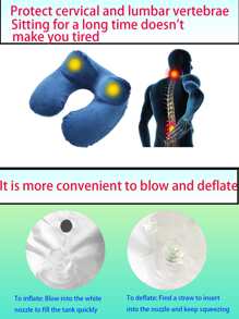 1pc Inflatable Car Neck Pillow & 1pair Earplugs & 1pc Eye Cover - Multicolor - View 3