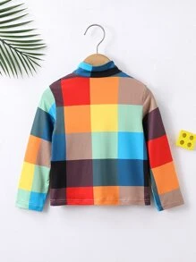 SHEIN Niñito Camiseta de color combinado de cuello alto - Multicolor - Ver 2