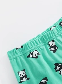 Girls Panda & Slogan Graphic Snug Fit PJ Set - Mint Blue - View 4