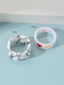 2 piezas Anillo con diseño de corazón - Multicolor - Ver 3